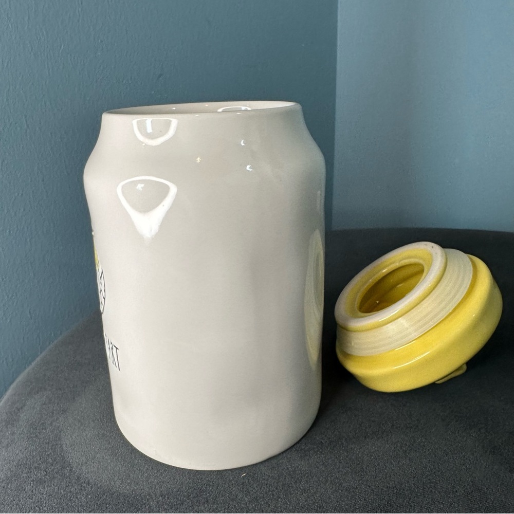 Rae Dunn by Magenta Tweet Heart Yellow & White Top Ceramic Jar Container - Picture 11 of 11